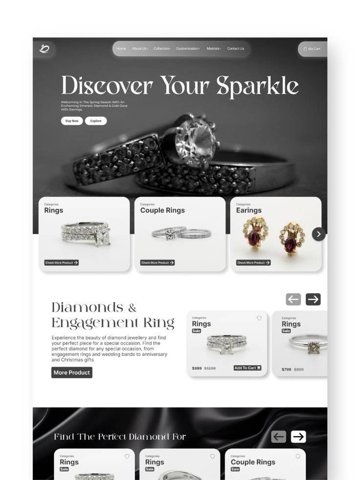 Diamond & ring store — Shopify store design style