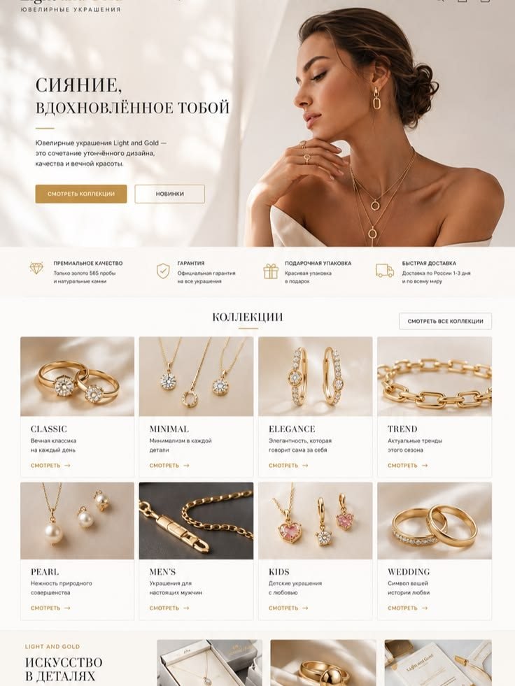 Luxury jewellery store — Shopify store design style