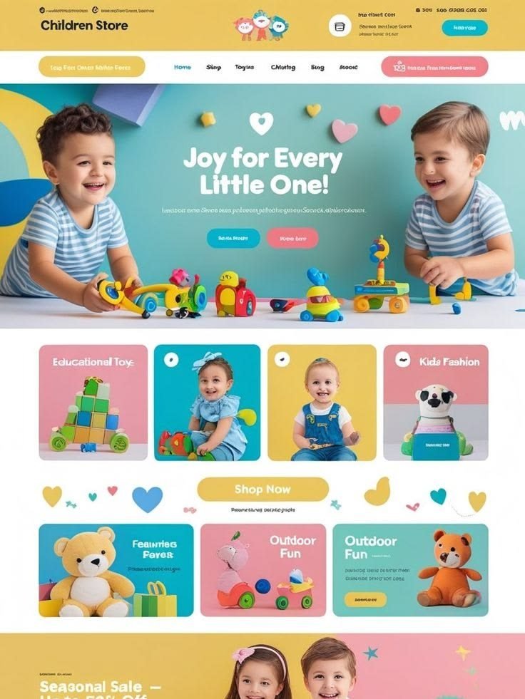 Kids & toys store — Shopify store design style
