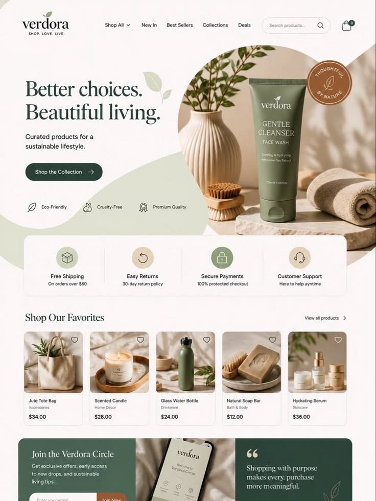 Eco lifestyle store — Shopify store design style